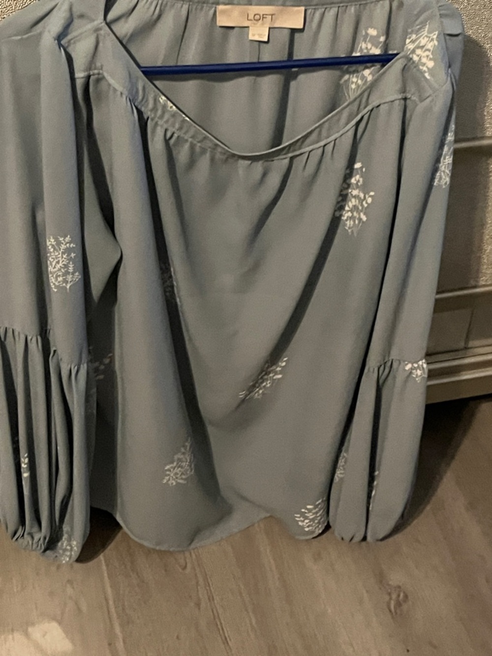 LOFT Powder Blue Floral Peasant Blouse